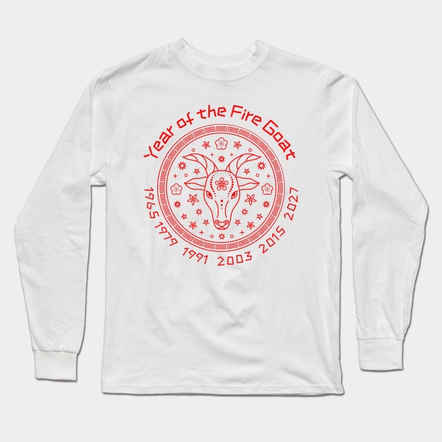 Chinese Year of the Fire Goat Long Sleeve T-Shirt by soulfulprintss8